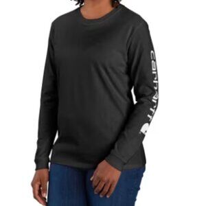 Carhartt Women's Logo Sleeve Graphic Heavyweight Long-Sleeve T-Shirt Black XL